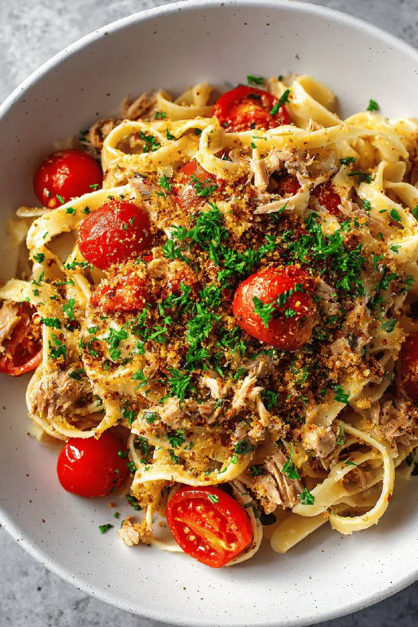 Anchovy Tuna Fettuccine Twist