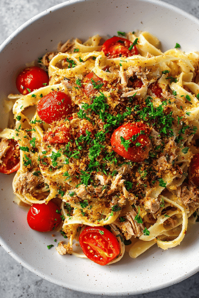 Anchovy Tuna Fettuccine Twist
