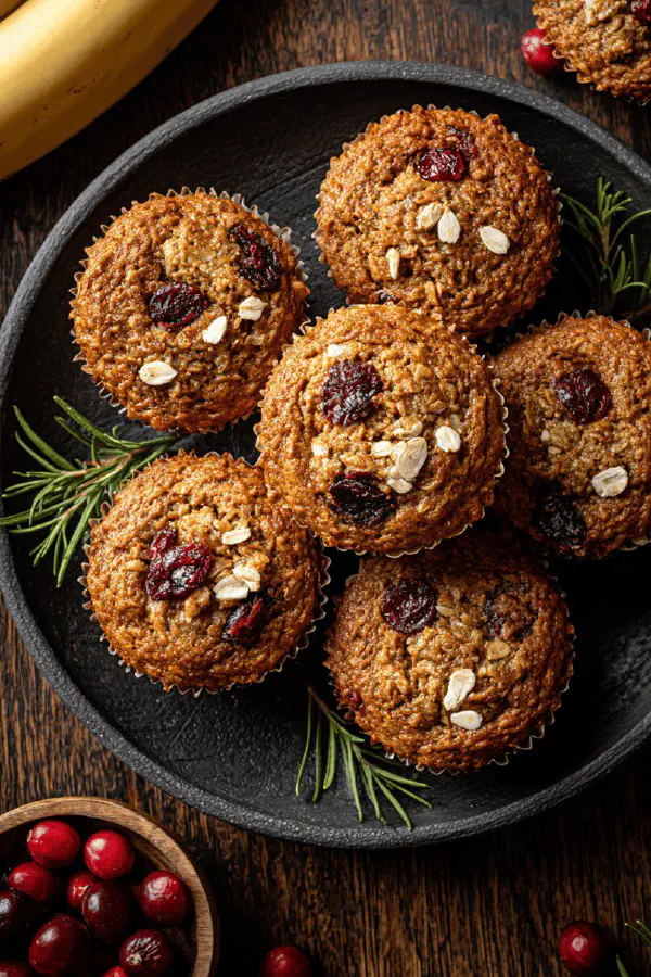 Banana Cranberry Bran Muffins