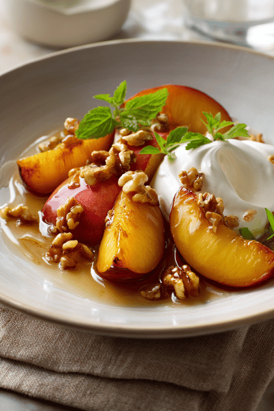 Caramelized Peaches Maple Chantilly