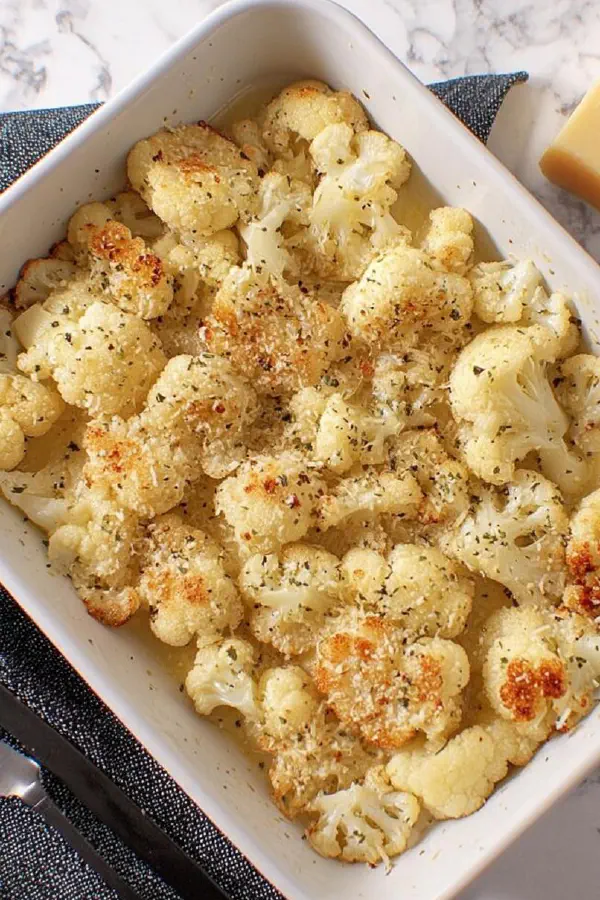 Cheesy Garlic Roasted Cauliflower