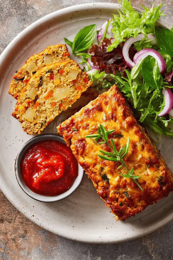 Cheesy Veggie Legume Loaf