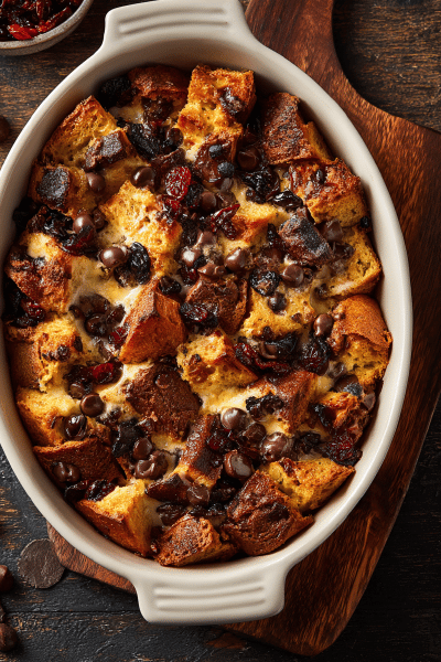 Chocolate Cherry Bread Pudding