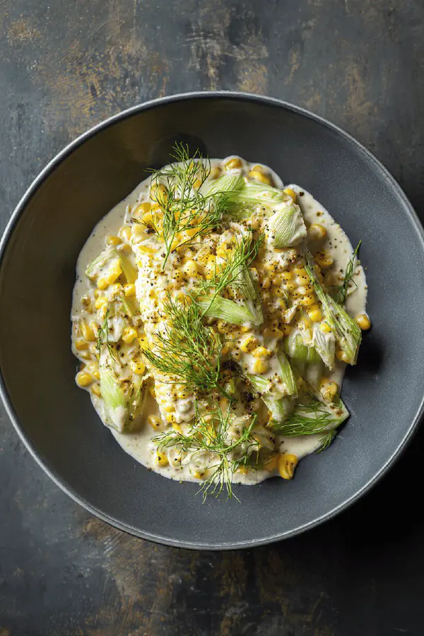 Creamy Garlic Fennel Corn