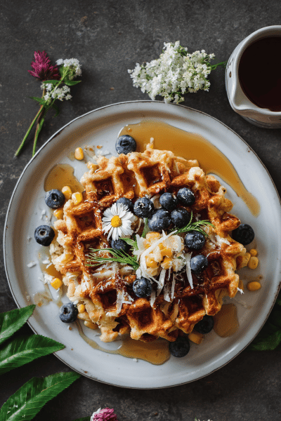 Eggless Sweet Corn Waffles