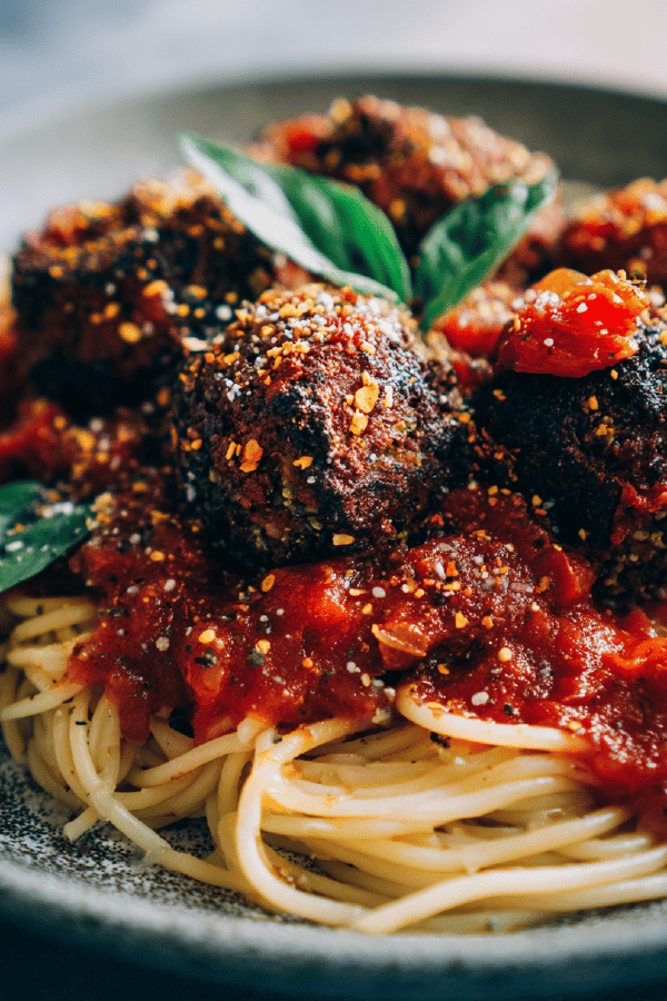 Eggplant Meatball Spaghetti