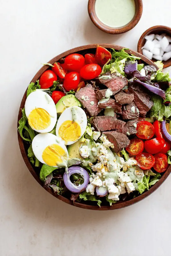 Flank Steak Cobb Salad with Avocado Dressing