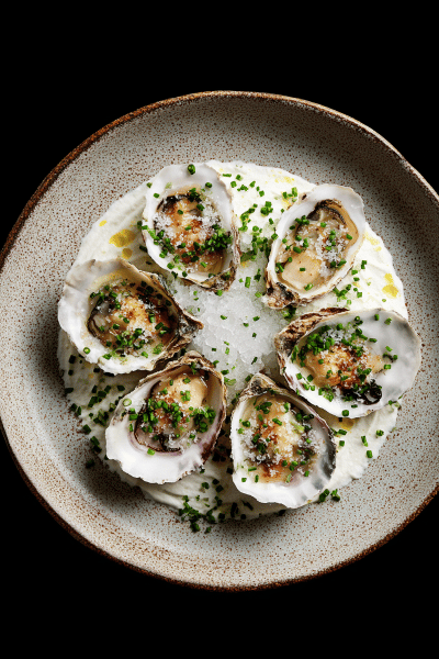 Fresh Oysters with Shallot Foam