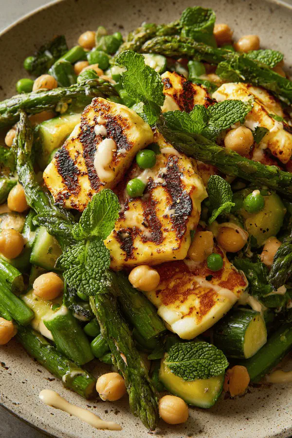 Grilled Halloumi Chickpea Salad