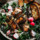Grilled Pepper Peach Shrimp Salad