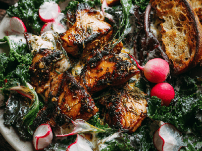 Grilled Kale Chicken Salad