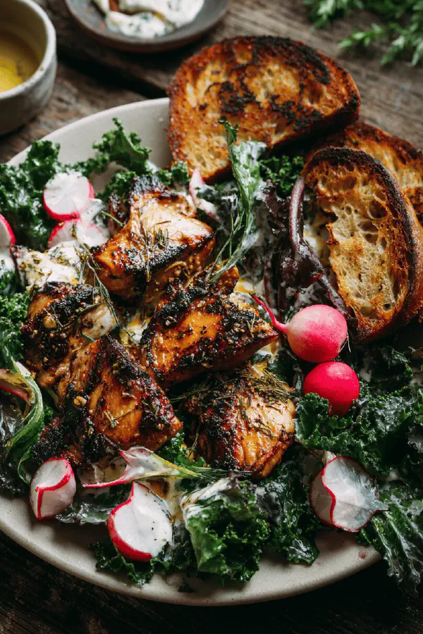 Grilled Kale Chicken Salad