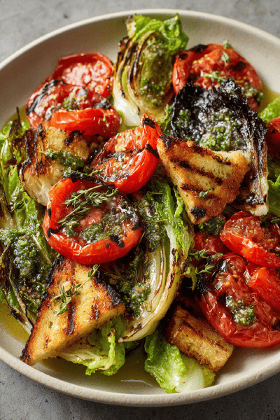 Grilled Romaine Salad Barbecue Style