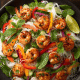 Grilled Pepper Peach Shrimp Salad
