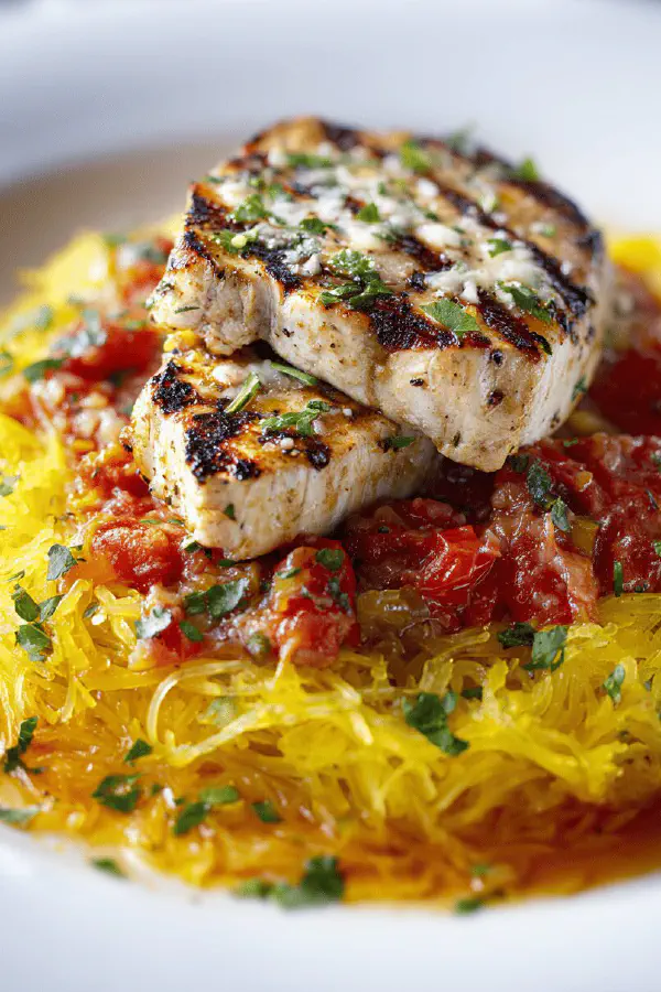 Grilled Swordfish Spaghetti Squash