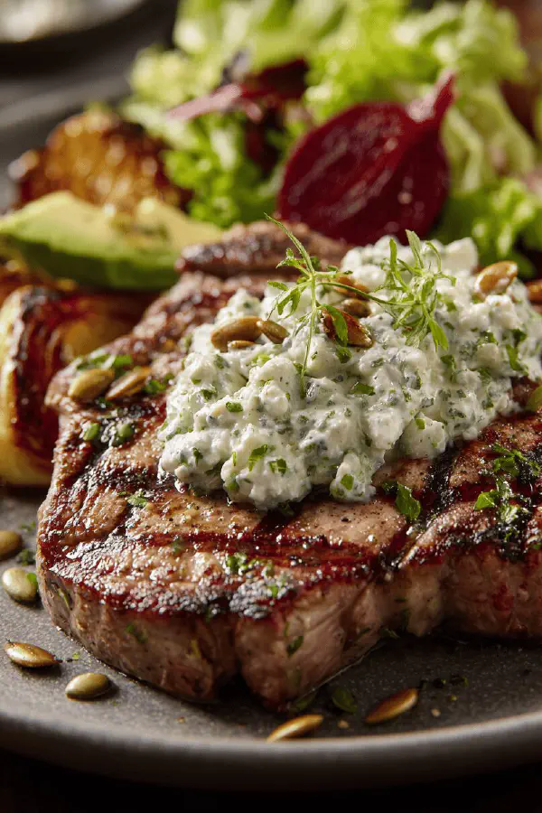 Grilled Veal with Beet Avocado Salad