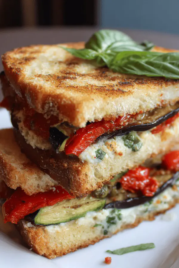 Grilled Veggie Parmesan Spread Sandwiches