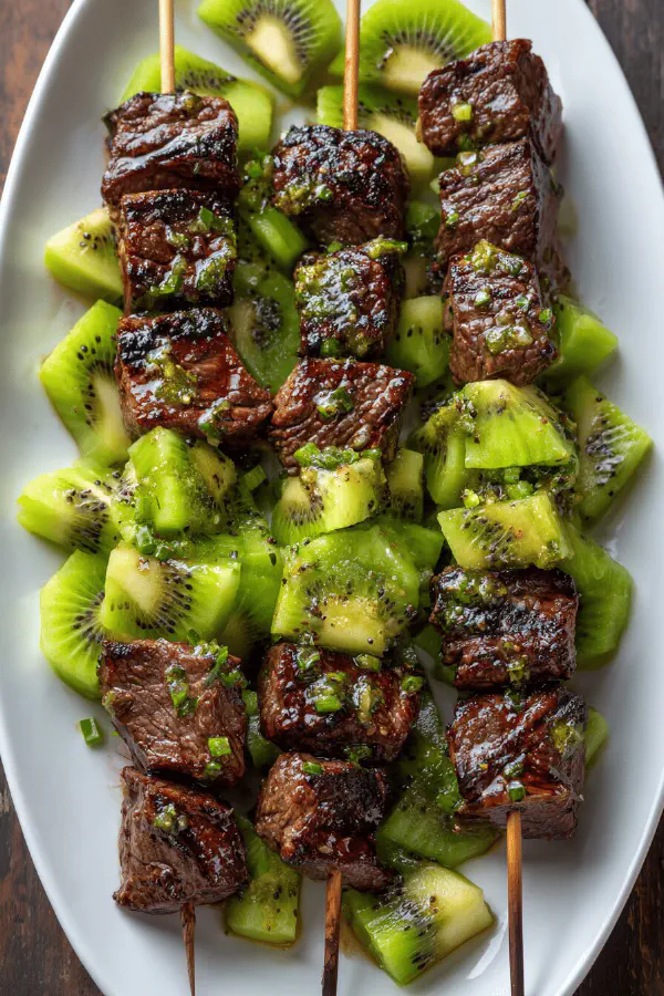 Korean Beef Kiwi Skewers