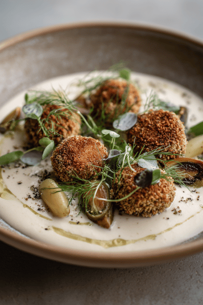 Leek Milk & Crispy Cheese Verrines