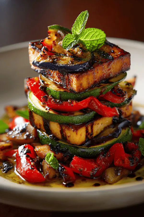 Mediterranean Tofu Veggie Stack