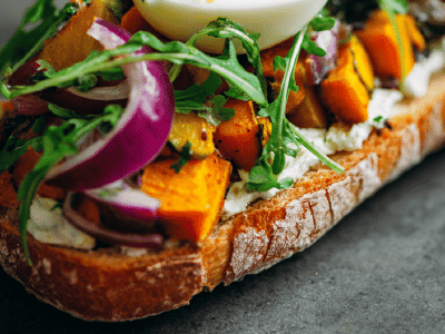 Open Veggie Egg Sandwich