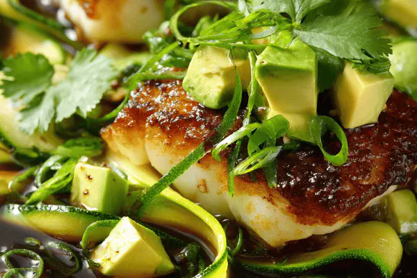 White pizza zucchini trout shrimp