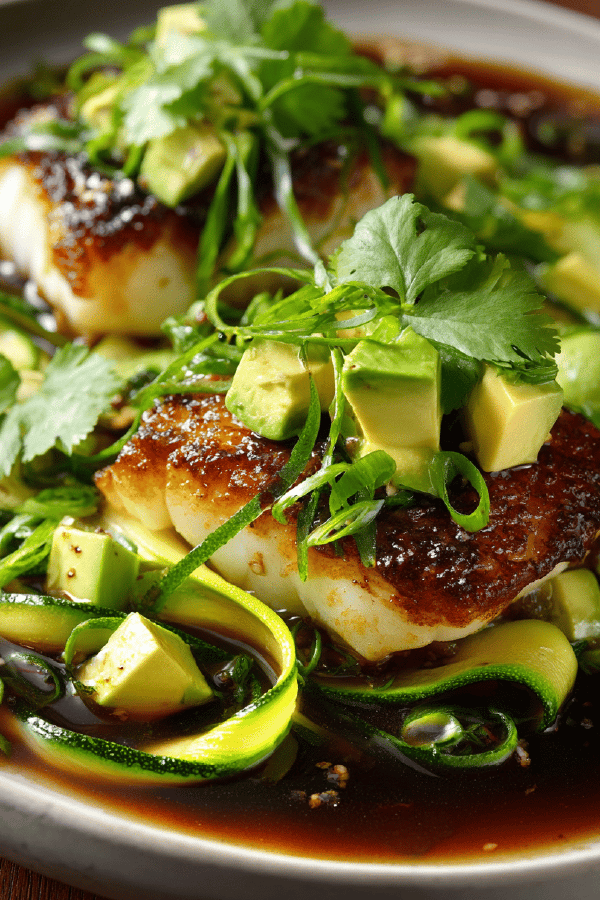 Pan-Seared Cod Ginger Zucchini