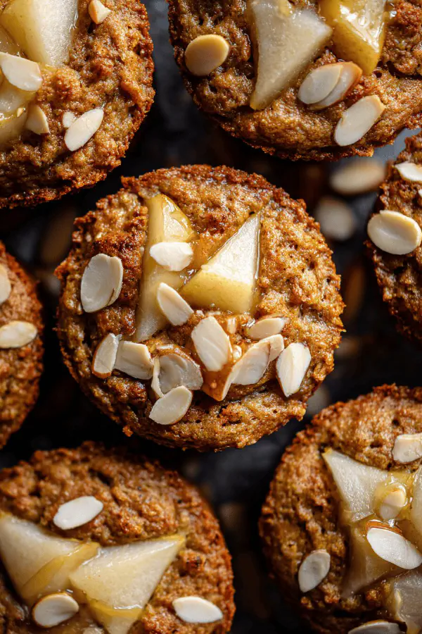 Pear Almond Muffins with Oats