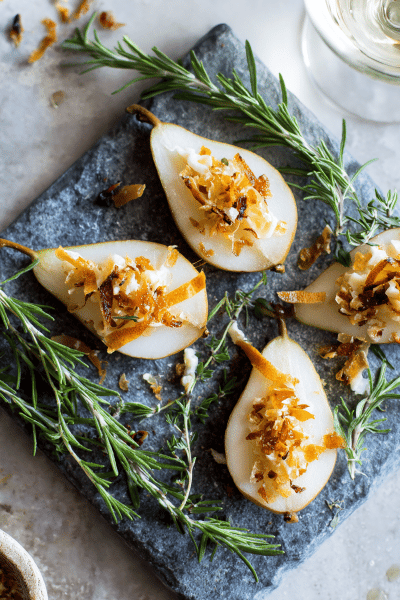 Pear Bites with Aged Cheese