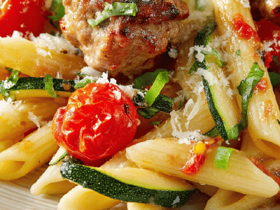 Penne with Italian Sausage and Tomatoes
