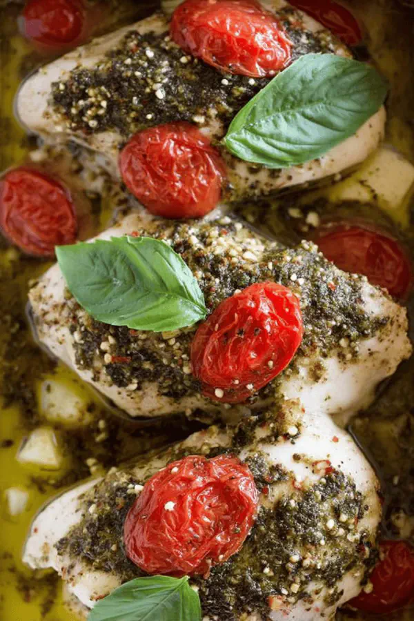 Pesto Stuffed Chicken Bake