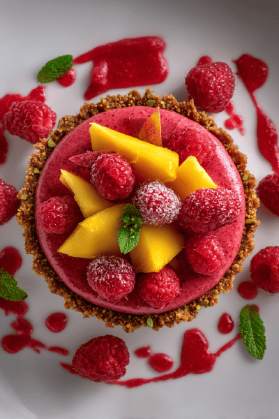 Pistachio Raspberry Mousse Tart