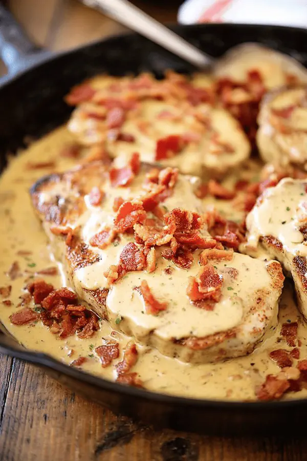 Pork Chops with Creamy Bacon Sauce