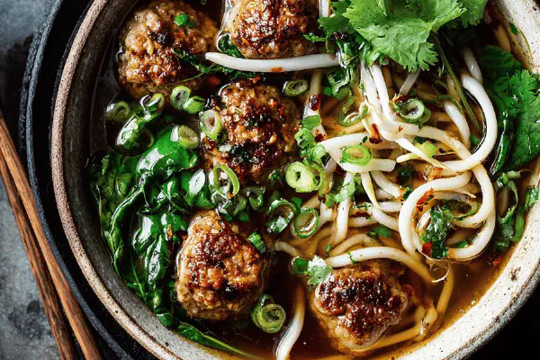 Sticky Pork Meatballs Basil Apple