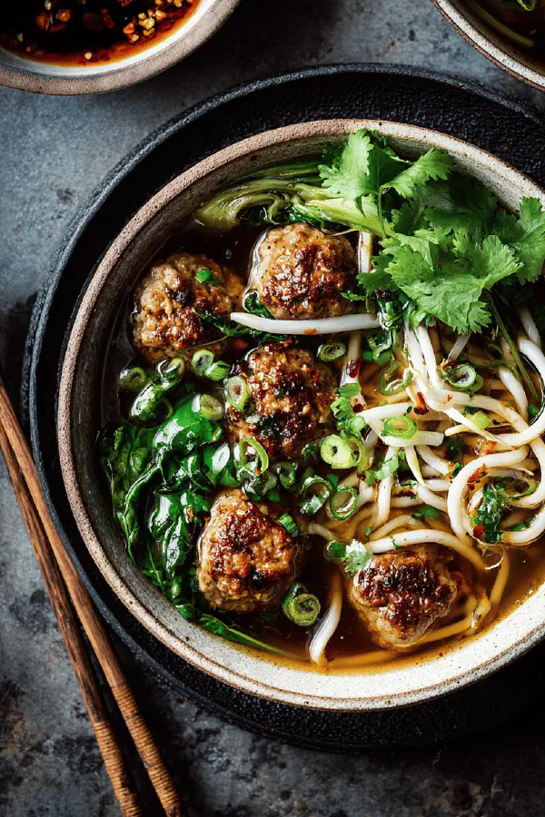 Quinoa Pork Meatball Soup