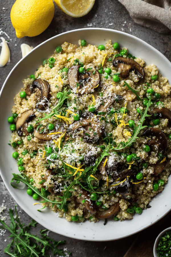 Quinoa Quinotto with Peas and Shiitakes