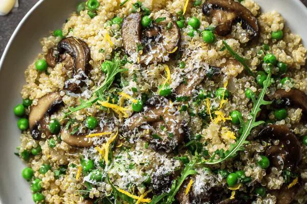 Quinoa Quinotto with Peas and Shiitakes