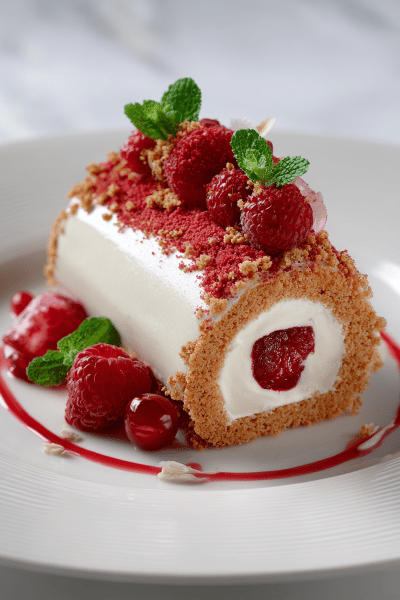 Raspberry White Chocolate Log