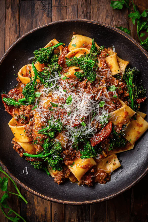 Red Wine Pappardelles with Meat Sauce