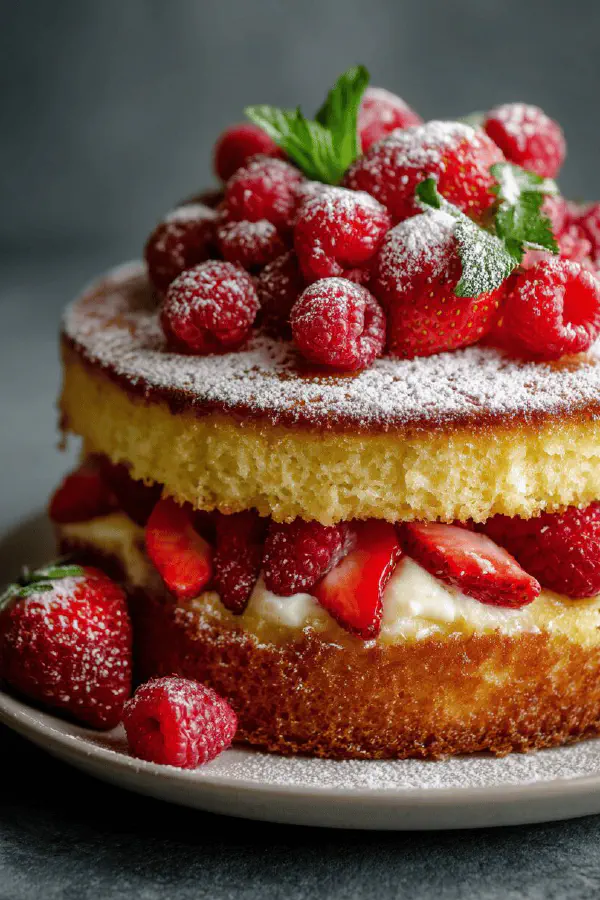 Ricotta Strawberry Raspberry Cake