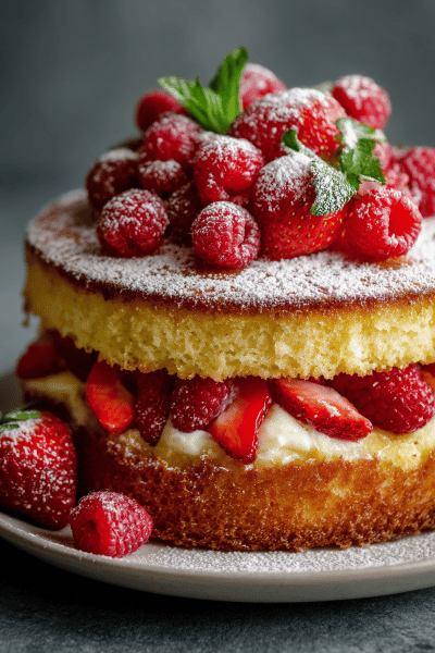 Ricotta Strawberry Raspberry Cake