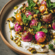 Trout Crudo with Cranberry and Puffed Rice