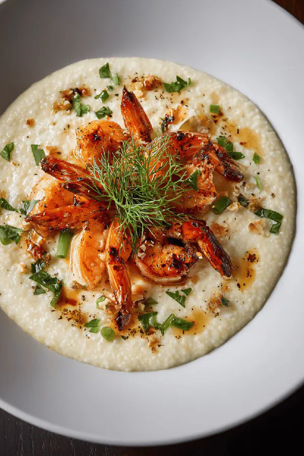 Shrimp with White Chocolate Cauliflower Purée
