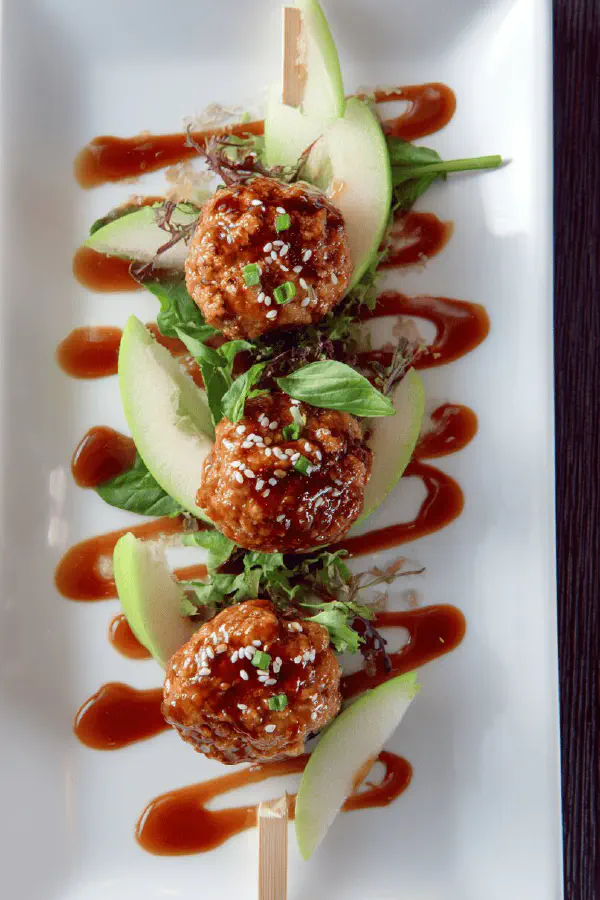 Sticky Pork Meatballs Basil Apple