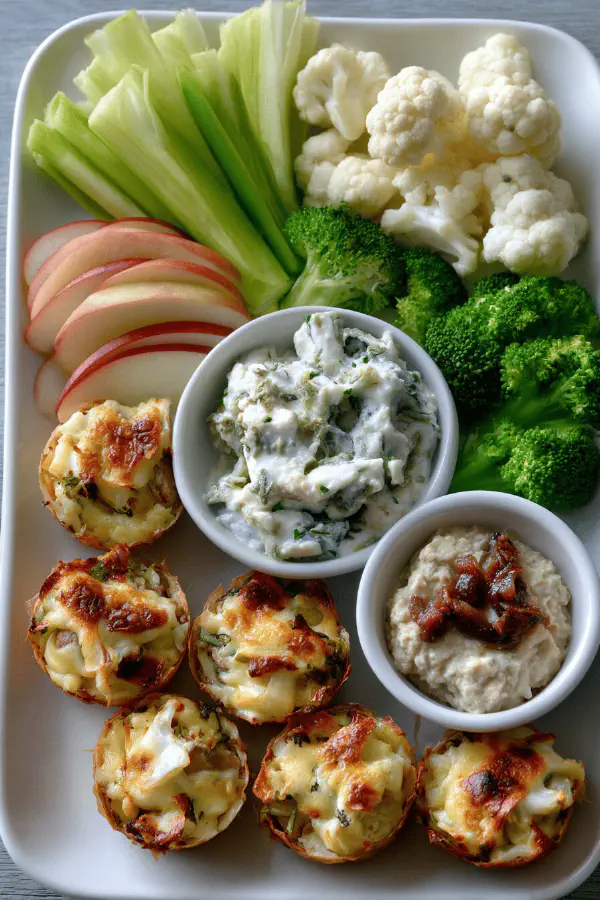 Stuffed Mini Miches with Twin Dips