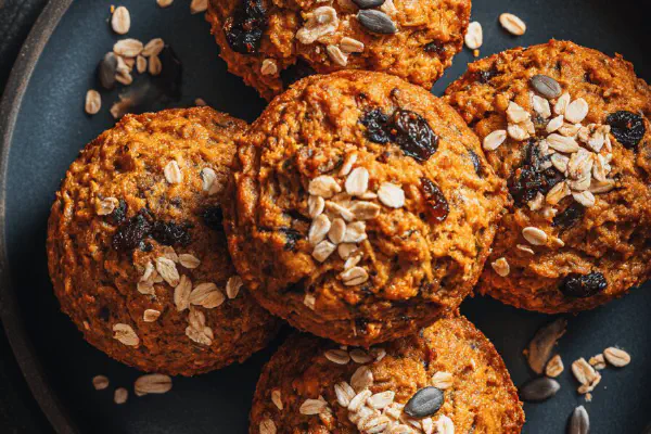 Pear Almond Muffins with Oats