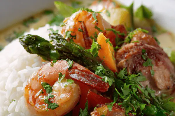 Curried Lentil Cauliflower Shrimp Soup