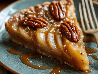 Upside-Down Apple Tart with Salted Caramel Drizzle