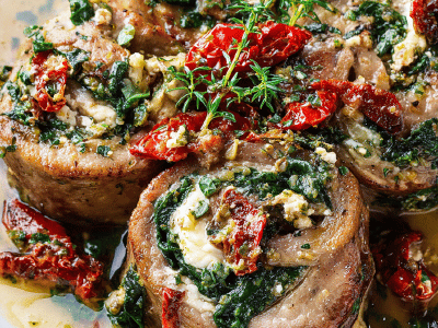 Veal Rolls with Spinach Artichoke