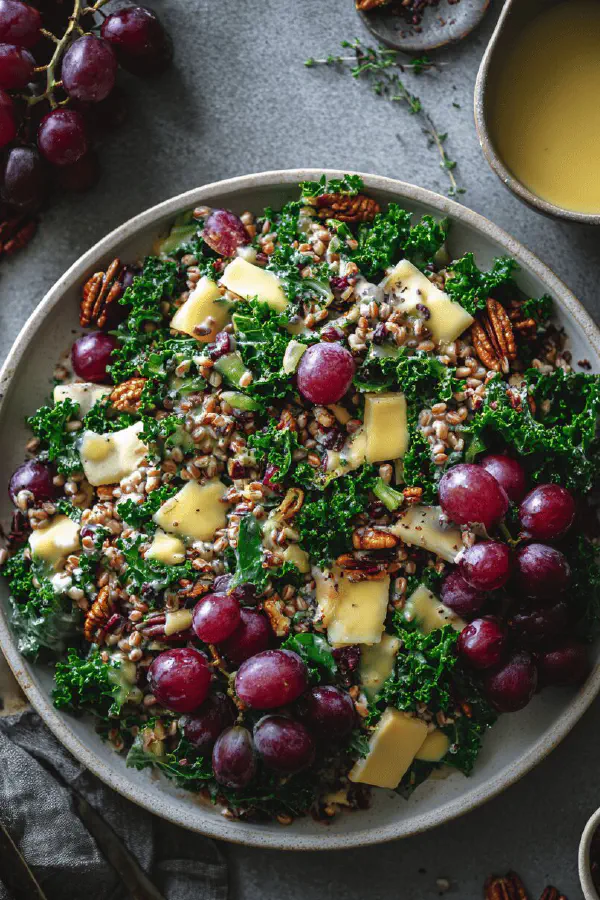 Wheat Berry Kale Salad Greek Yogurt Dressing